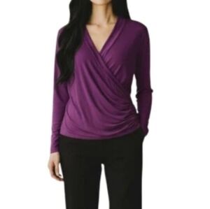 Afibi Purple Long Sleeve Faux Wrap Top - NWT